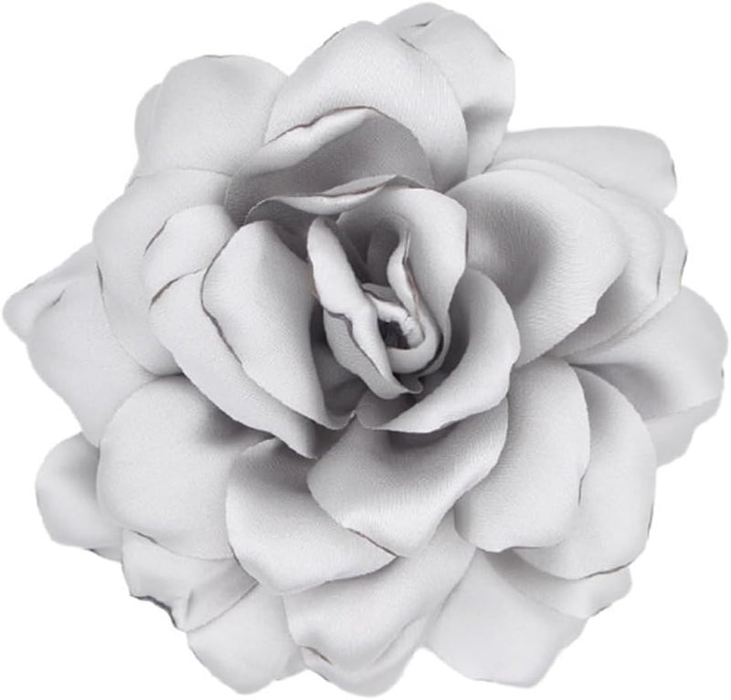 Decixde Satin Fabric Rose Flower Brooches - Handmade Floral Accessory for Wedding Party Dance Banquet Ceremony - Size: 4.72in - Image 5